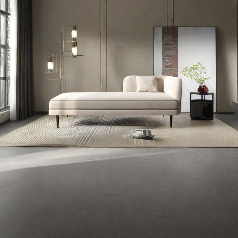 Chaise longue rembourrée Tione, Accoudoir à droite (vu de face), Beige