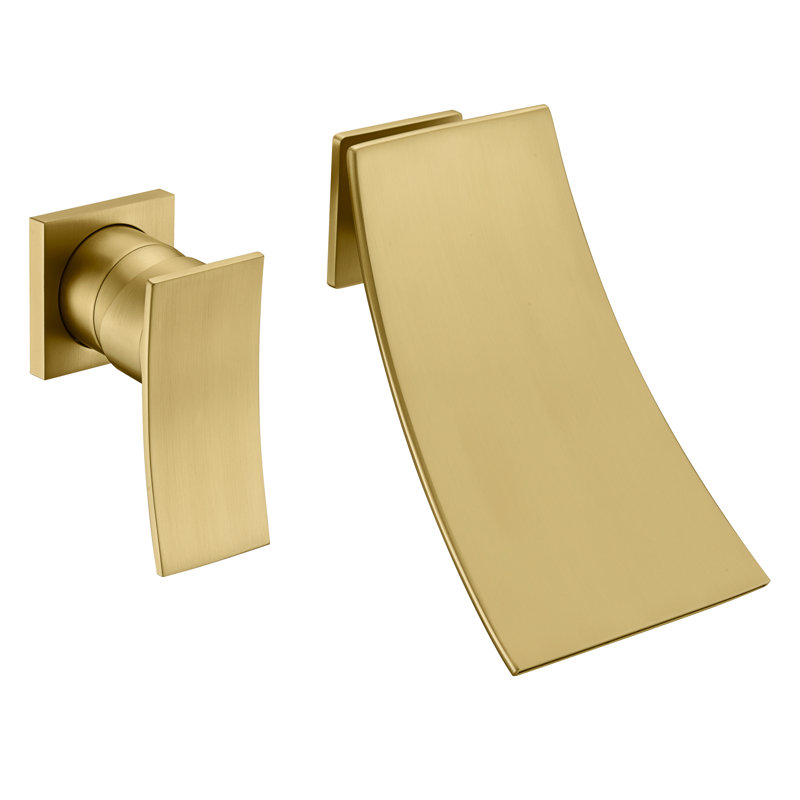 Sumerain Bathtub Faucet Wall Mount, Waterfall Tub Faucet with Single Handle with Left-Handed, Brushed Gold