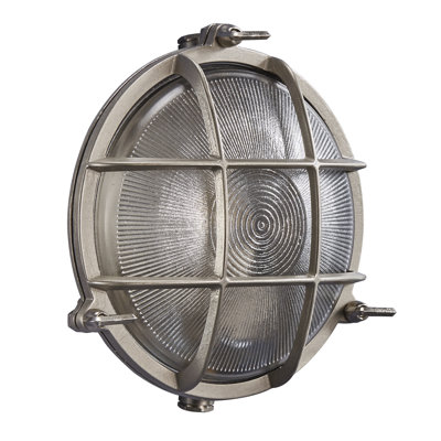 Polperro Nickel 10cm H Outdoor Bulkhead Light