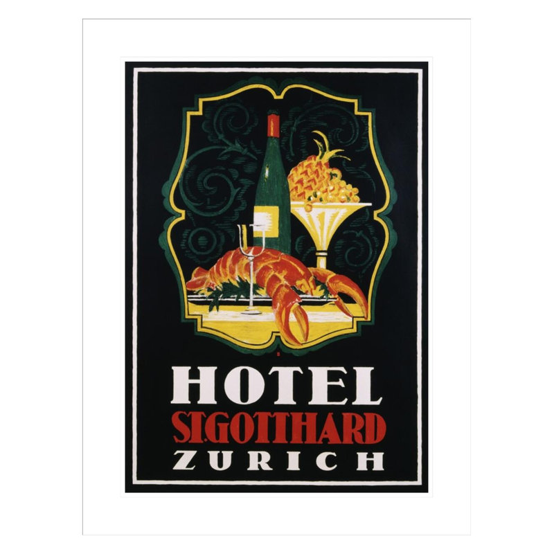 «Hotel St. Gotthard Zurich» par Otto Baumberger, impression giclée encadrée, 29.5" H x 22.65" W