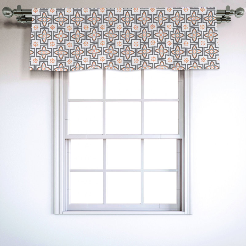 Sateen Geometric Ruffled Window Valance