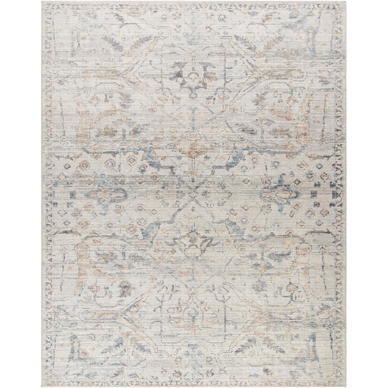 Marlene Light Blue Vintage Medallion Rectangular Area Rug
