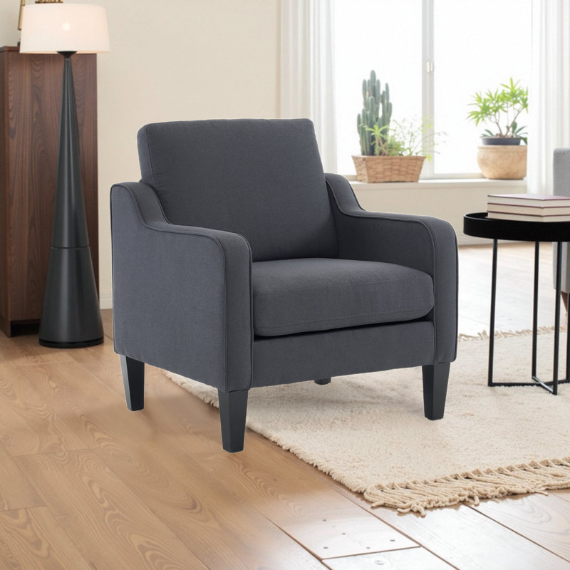 Fauteuil de 29,9 po de largeur Amaryia, Mélange de lin gris foncé