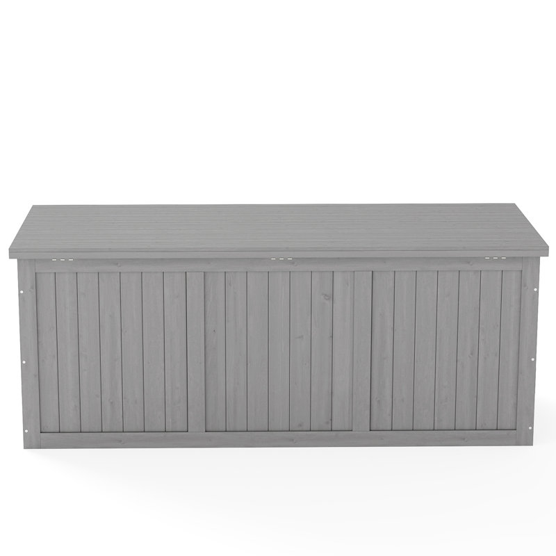 112 Gallon Outdoor Deck Box With Seat And Table Top - Ideal For Patio, Porch, Or Poolside Organization Storage In Environments Poolside, Garden Stylish Solid Wood Dual-Purpose Use