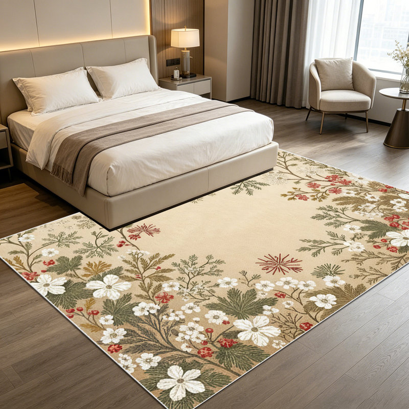1PC Vintage Floral Botanical Print area rugs for Living Room, Soft, All seasons, Easy-maintain, Washable Indoor mat, Farmhouse suitable for dining table, bedroom, entryway, kitchen, home office, patio, Home Decor, Outdoor Decor.