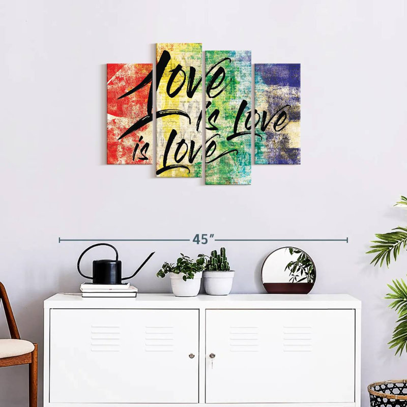 «Love Is Love Is Love», reproduction sur toile tendue 4 pièces, H 22 po x l 36 po x P 1 po