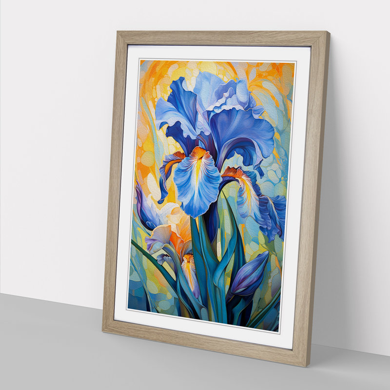 Iris Flower Dadaism No.2 - Framed Print, 34cm H x 25cm W x 2cm D, Oak Framed