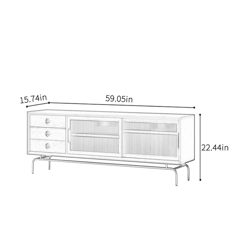Meuble télé simple en bois massif, L 59,05 po
