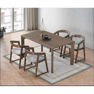 Avanti Modern 5-Piece Solid Wood Dining Room Set With Sculpted Curved Back Chairs