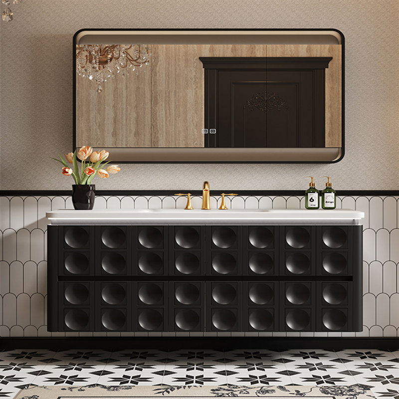 American modern style bathroom cabinet, Black, 21.65" H x 62.99" W x 21.65" D