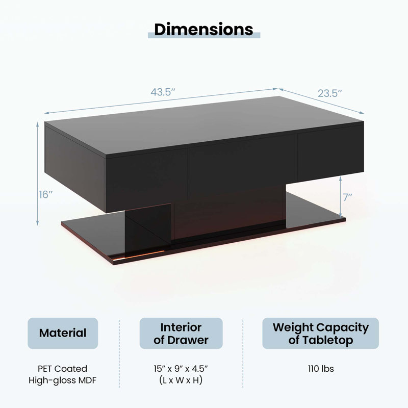 Table basse Kaylinn, Noir