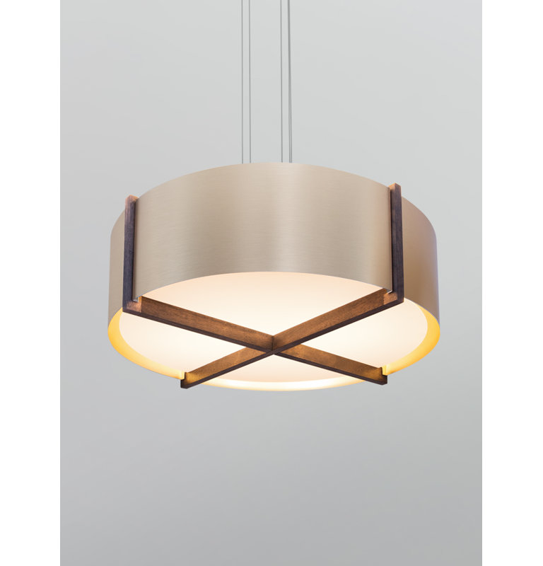 Plura 1 - Light LED Pendant, 10.4" H x 36" W x 36" D, 2700K, Walnut/Rose Gold