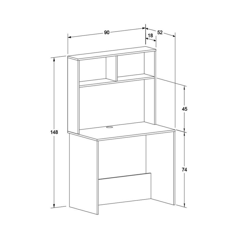 Matt White Study Desk with Storage Hutch