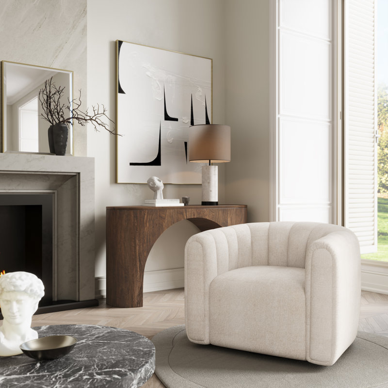 Fauteuil d'appoint rembourré et pivotant Grande Modern, Beige