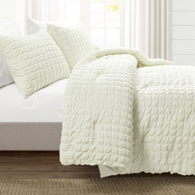 Crinkle 3 Piece All Season Crinkle Textured Dobby Comforter Set