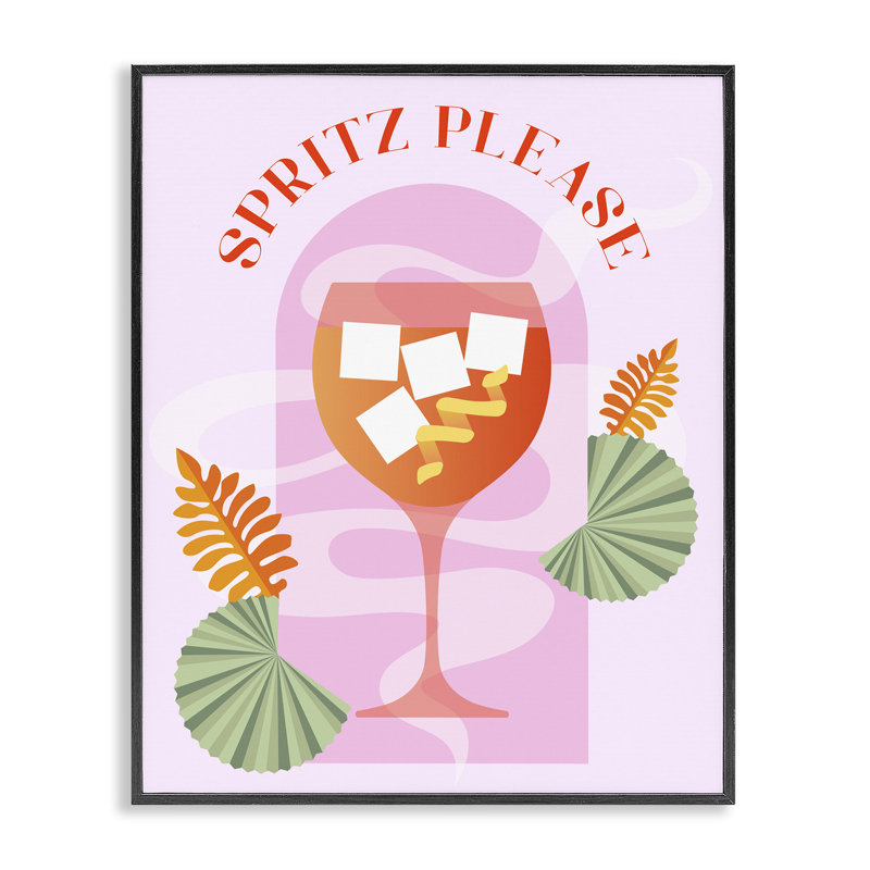  Art de giclée encadré «Sespritz s'il vous plaît» par Daphne Polselli, H 14 po x l 11 po, Giclée encadrée noir minuit