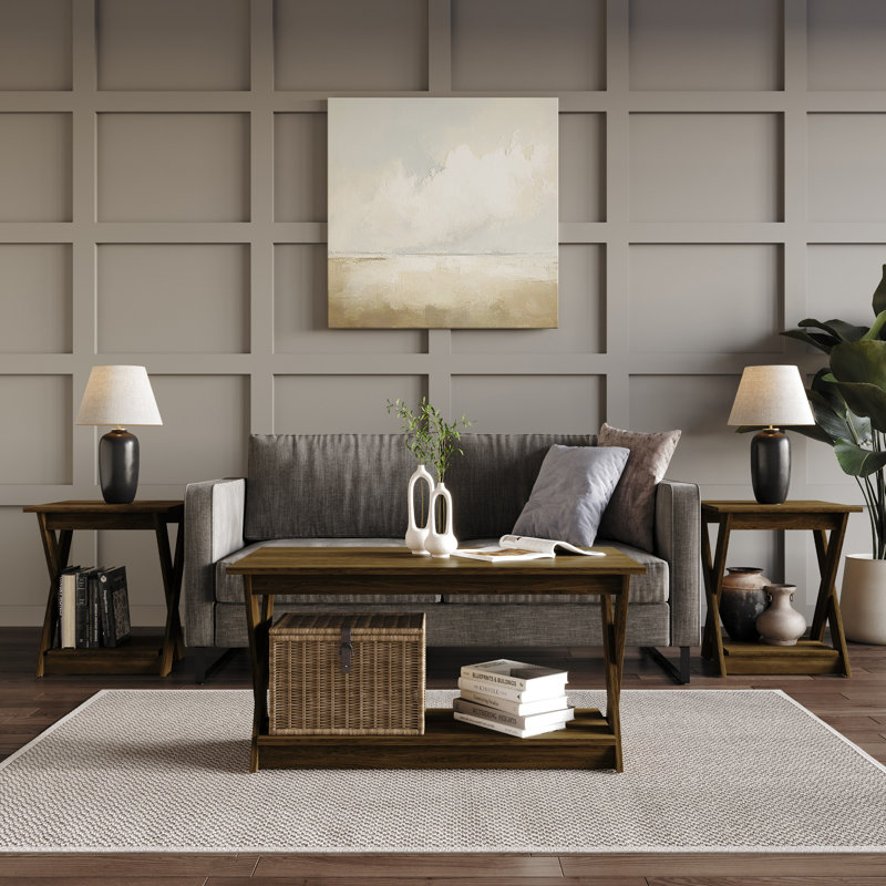 Emporia 3 Piece Coffee Table Set, Brown
