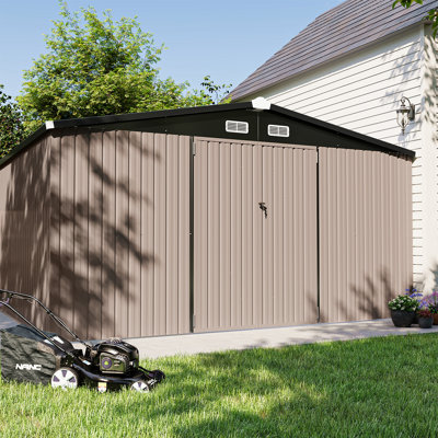 12.0 Ft. W X 10.0 Ft. D Steel Storage Shed With Door Lock And Floor