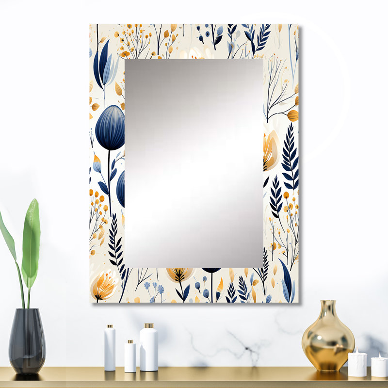 Motif floral Arayla Essence artistique - miroir mural floral, miroir décoratif de chalet, impression d'art en métal