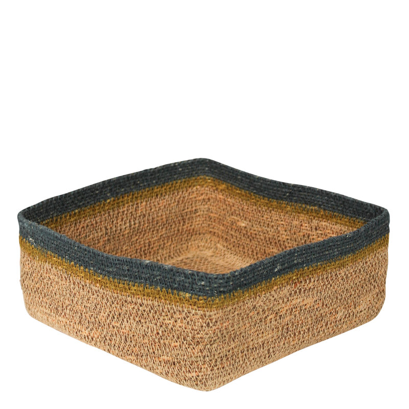 Square Baskets, Seagrass, Set Of 2 Sm: 8X8x4, Lrg: 10.5X10.5X4.5