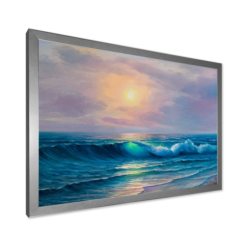 «Beautiful Sunset On Summer Wave II», reproduction d'art sur toile nautique et côtière, L 20 po x H 12 po