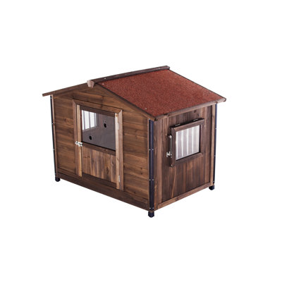 Outdoor Large Wooden Dog Kennel With Unique All-Around Iron Frame | Gift Idea