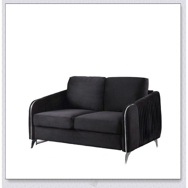 Causeuse moderne chic en velours noir Hadriano