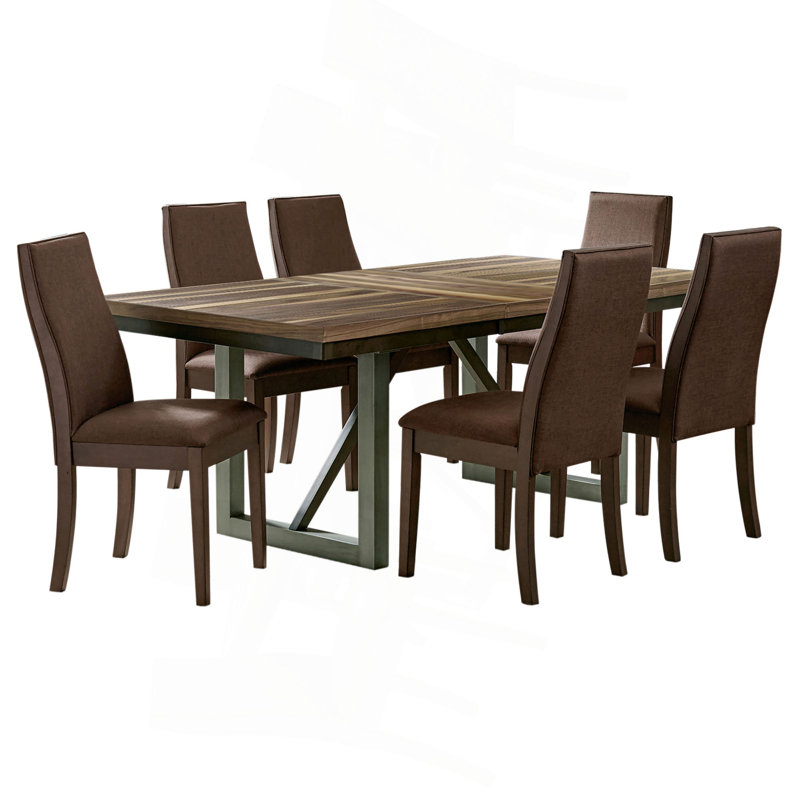 Ensemble de salle à manger confortable, 7 pièces : table, 6 chaises
