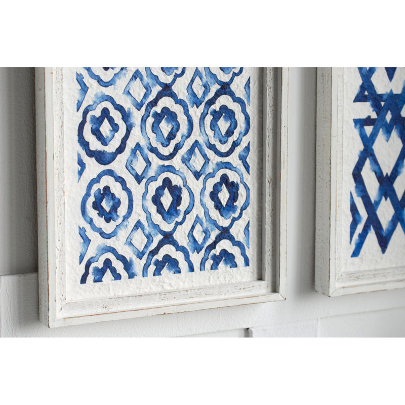 Ensemble de 2 sculptures suspendues bleues et blanches, décoration murale moderne, 12,5 po x 24,5 po