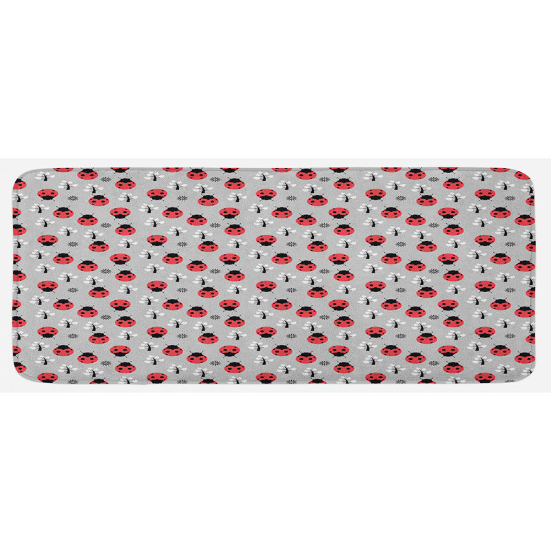 Tapis de cuisine Nature avec insectes abstraits, arbres et fleurs