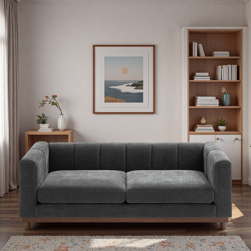 Canapé moderne avec rembourrage épais et support solide, Dark Grey