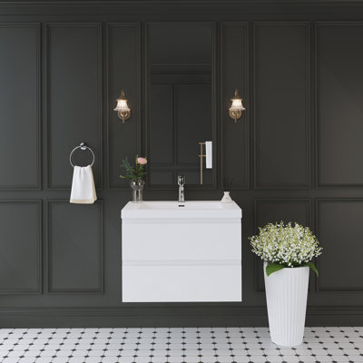 30" Floating Bathroom Vanity With Sink, Modern Wall-Mounted Bathroom Storage