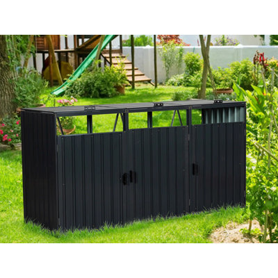 8 ft. W x 3 ft. D Metal Horizontal Garbage Shed