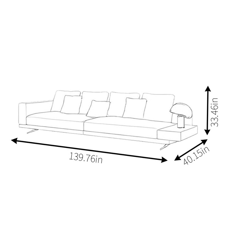 Canapé droit en lin et coton, H 33,46 po x l 139,76 po x P 40,15 po, 4