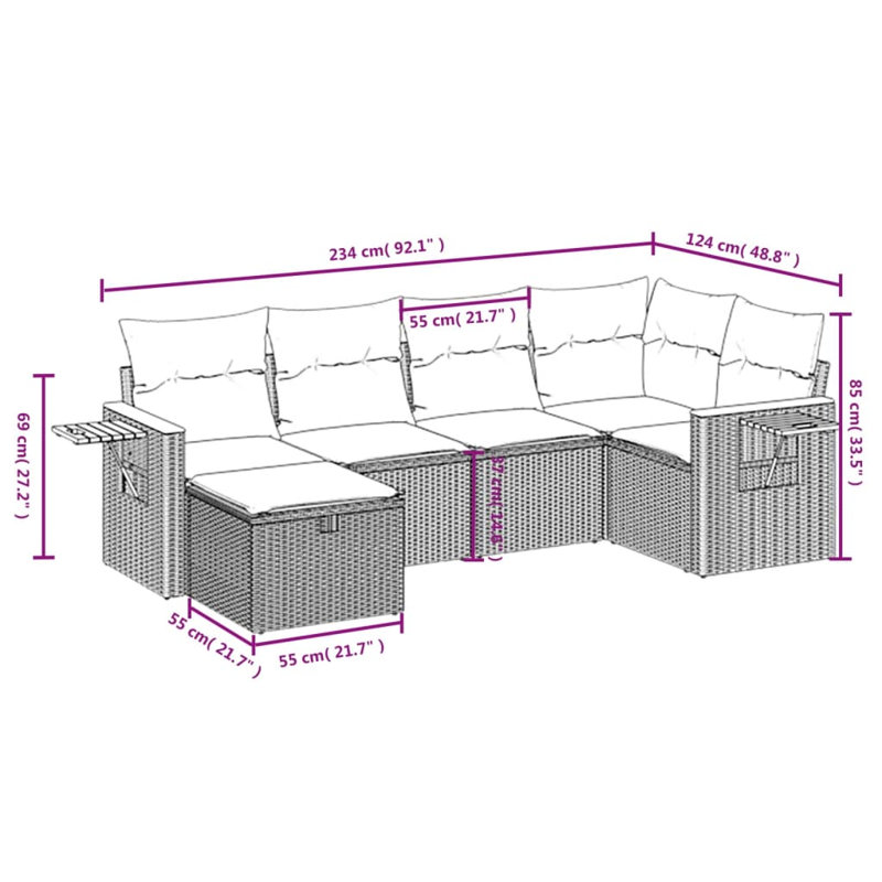Ensemble de canapé de jardin Vidaxl