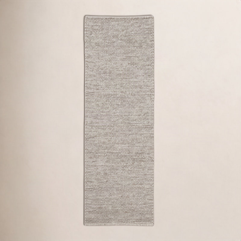 Tapis en laine et polyester tissé à plat Alethea, Tapis de couloir 2 pi 6 po x 8 pi, Beige