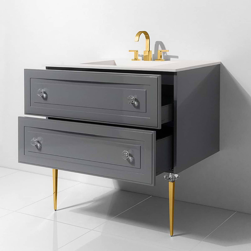 Alma 30.25" Wall Mounted Single Bathroom Vanity with Top, Grigio Gray