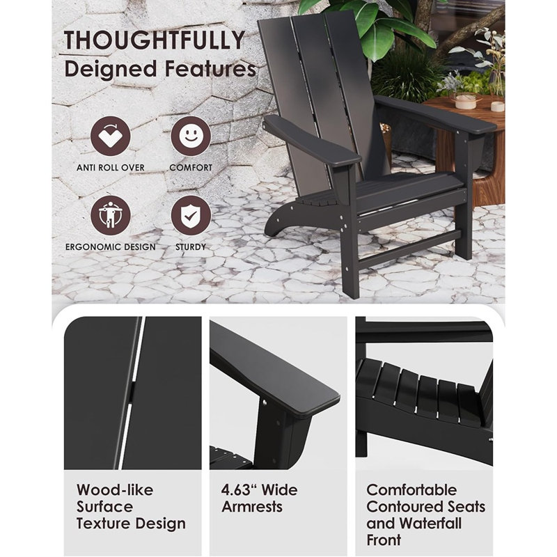 Chaise Adirondack en poly Lumber avec porte-gobelet