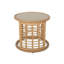 Table d'appoint ronde, plateau en verre trempé de 18 po, acier, faux rotin brun