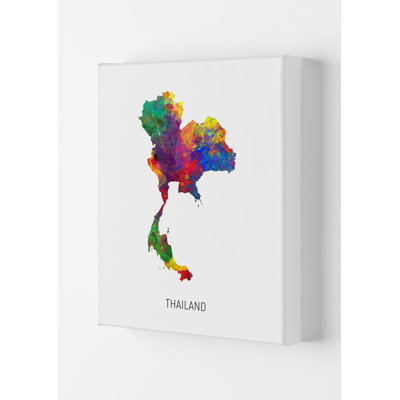 Thailand Watercolour Map by Michael Tompsett - Print
