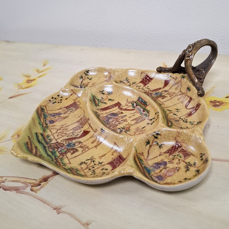 Porcelain Five Sectioned Dish With Bronze Kings Court