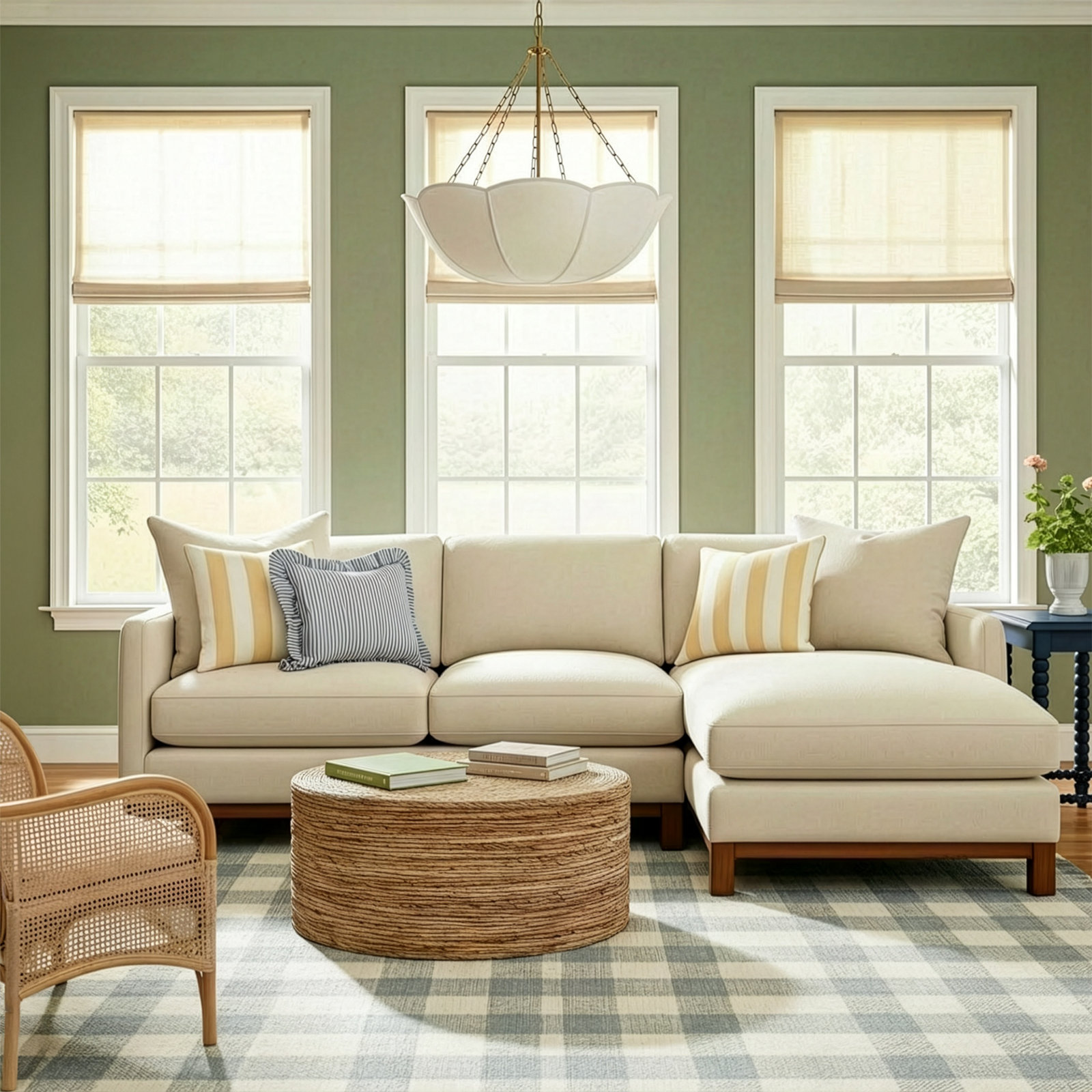 Cami Solid Wood Sofa and Chaise, Cloud Linen Blend, Right Hand Facing