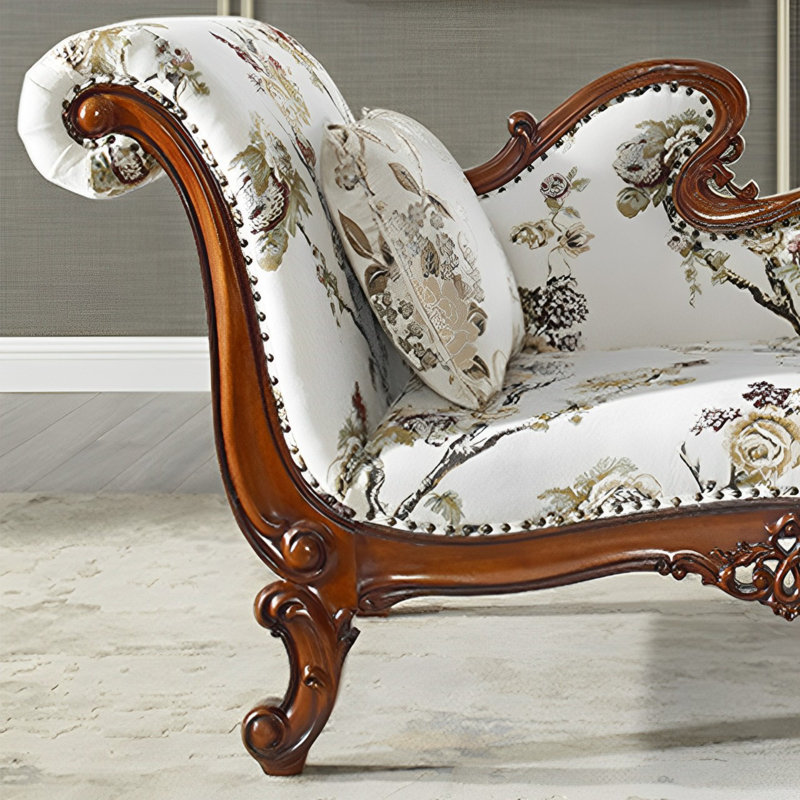 Élégante chaise longue décontractée en bois massif pour la maison, Accoudoir à gauche (vu de face)