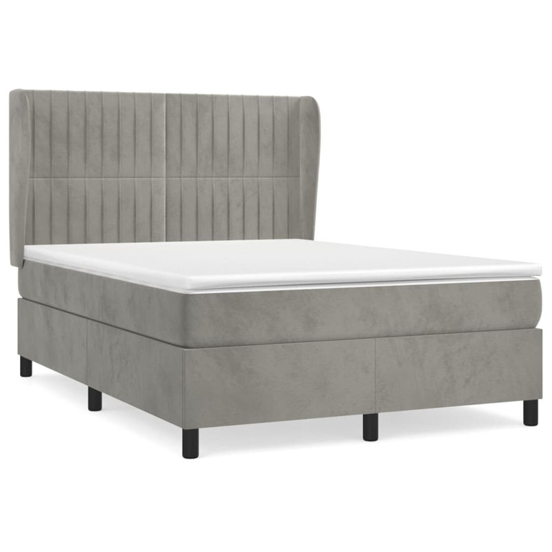 Boxspring Bed Jonassaint with Topper, Hellgrau, 140 x 190 cm