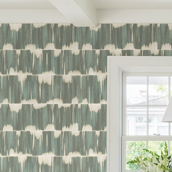 Rouleau de papier peint L 33 pi x l 20,5 po Aarush Shibori, Bleu sarcelle