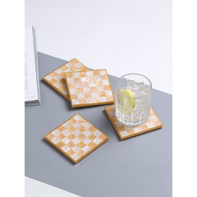 Resin Square 4 Piece Coaster Set