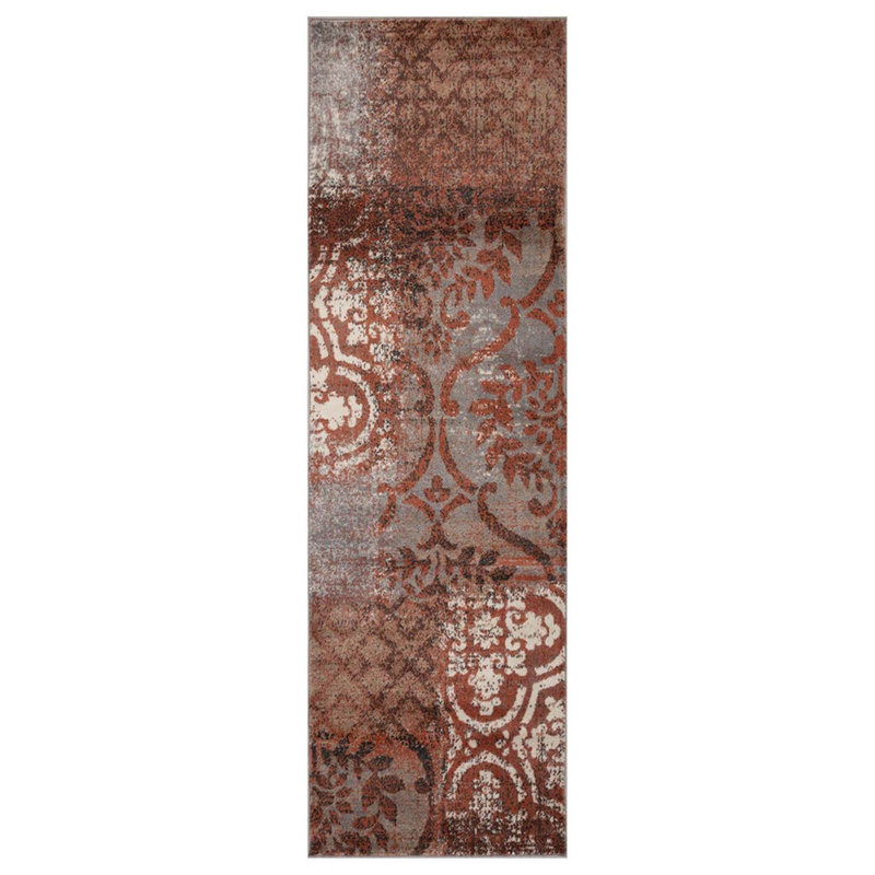 Tapis rouille et gris Franciso, Tapis de couloir 2 pi 8 po x 8 pi