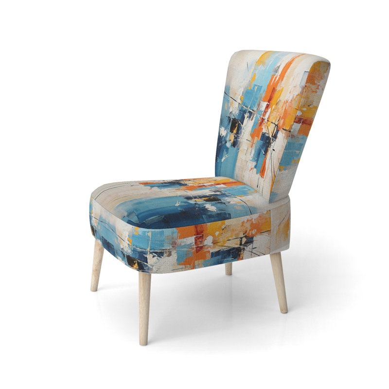 Fauteuil d'appoint contemporain en papier Collage Art, papier Euphoria I, Bleu/Orange/Gris