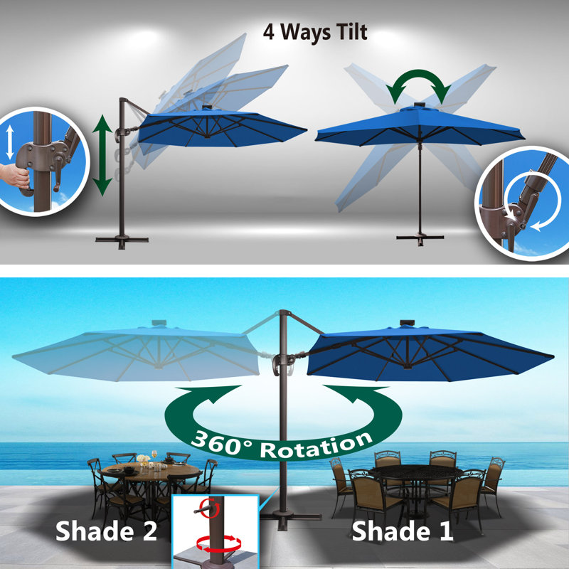 Parasol 11 'Deluxe Sunbrella, Bleu