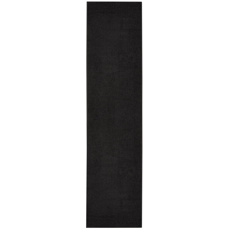 Tapis intérieur / extérieur noir Mullican Sandy, Tapis de couloir 2 pi 2 po x 18 pi